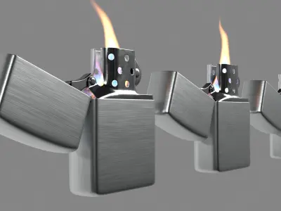 Classic Oil Lighter with Flame VDB for Blender 3D model