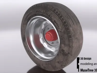 Tire and Rim Low-poly 3D model