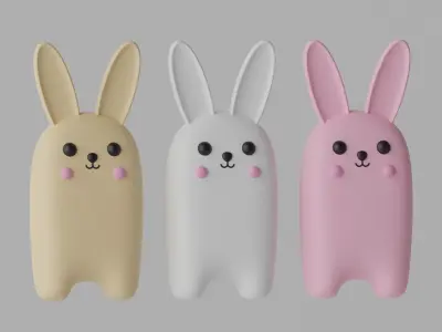 Cartoon Cute Bunny Rabbit 3D model purchase