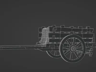 Medieval Wagon Hand Cart - low poly realistic Low-poly 3D model