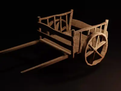 3D Carriage wooden cart Free 3D model