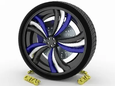ORTAS CAR WHEEL RIM 122 GAME READY WHEEL RIM TIRE 3D model