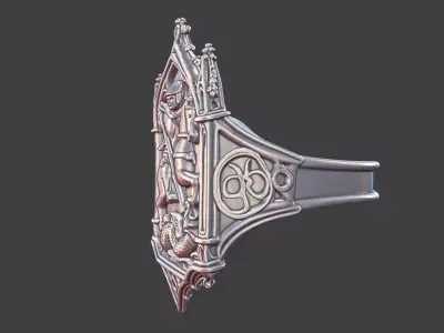 saint george gothic antique ring 3D print model