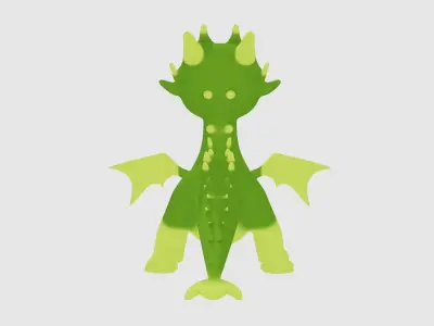 Green Cute  dragon  3D model