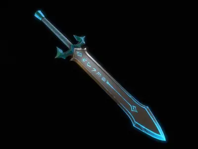 Runic greatsword Low-poly 3D model purchase