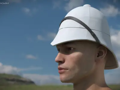 Empire Infantry Pith Helmet White 3D model