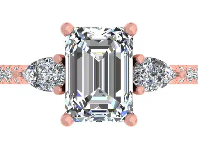 3carat Emerald and Pear Stone Engagement Ring 3D print model purchase
