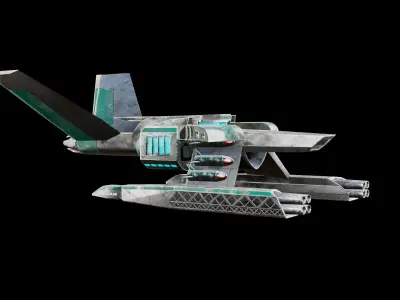 spaceship warrior atack Low poly Low-poly 3D model