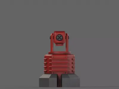 PBR Turret Gun 03 Red Low-poly 3D model