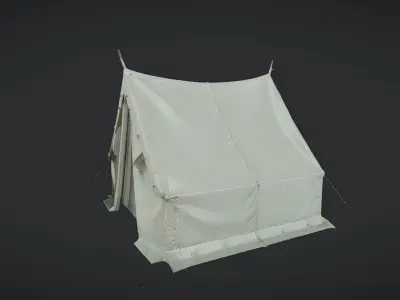 military-style canvas tent 3D model