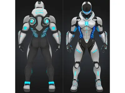 Sci-Fi Robot Warrior Low-poly 3D model
