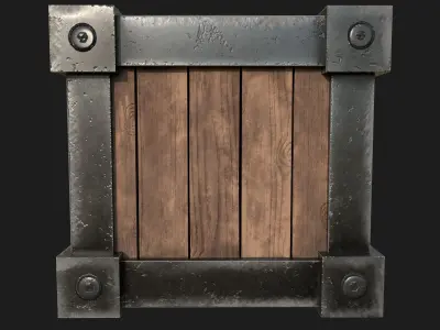 Wood and metal Box Low-poly 3D model