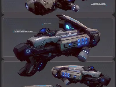 Scifi Plasma Gun Low-poly 3D model purchase