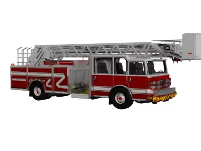 Modern Ladder Fire Truck 3D Model Aerial Rescue Emergency  3D model