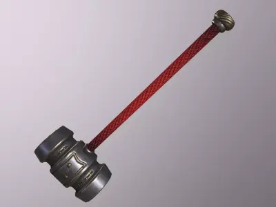 hammer 1 metal with cord Low-poly 3D model