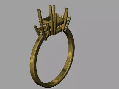 ANTIQUE JEWELRY RING 3 STONES  3D print model