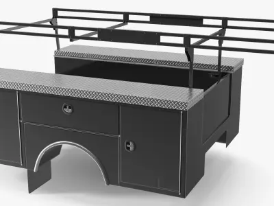 Steel Service Truck Bed with Ladder Rack Black 3D model