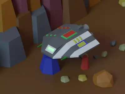 Low Poly Animated Spaceship Low-poly 3D model