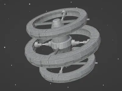 Space Station Low Poly 3D model