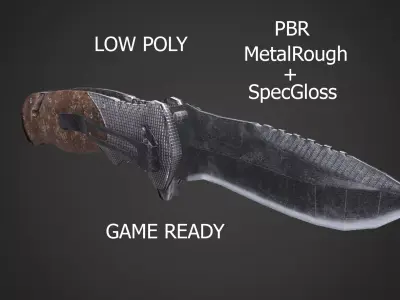 Pocketknife Military Hunting Knife Butterfly Low-poly 3D model