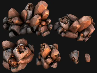 Copper Ore Metal Deposits for Mine Low-poly 3D model