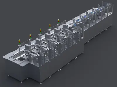 Flat shell automatic labeling production line 3D model