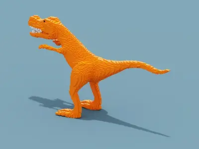 Voxel Dinosaur Low-poly 3D model