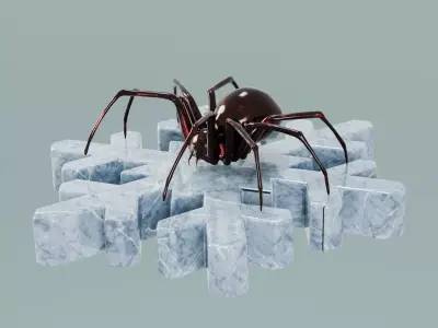 House Decoration Spider Statue Low-poly 3D model