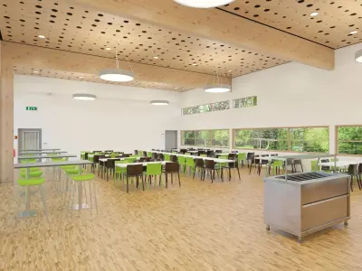 Furnished Cafeteria Interior with Kitchen V4 3D model