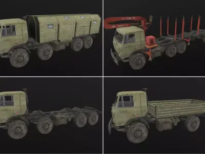 Kamaz Pack Low-poly 3D model