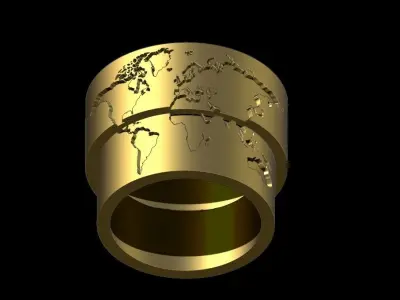  WORLD MAP RINGS 3D print model