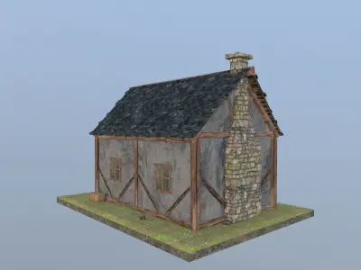  Fahverk medieval house Low-poly 3D model