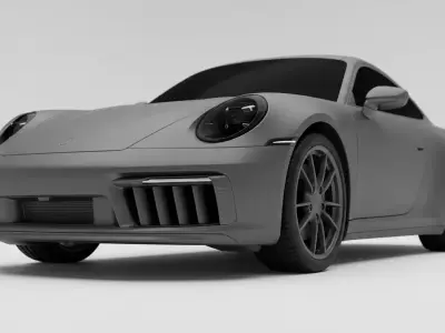 Modern Sports Coupe in Matte Grey Low-poly 3D model