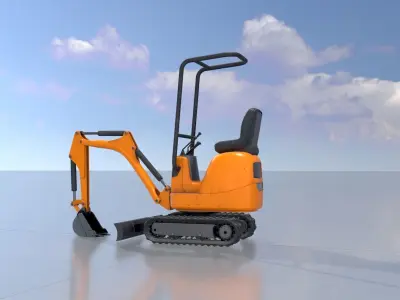 Mini-Digger Orange Low-poly 3D model