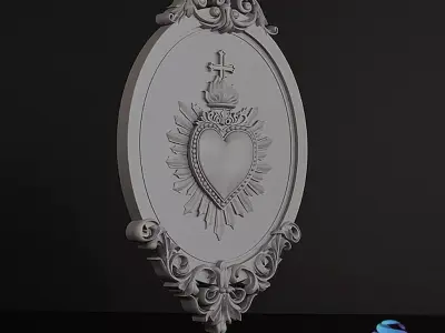 Sacred Heart Baroque Frame 3D - Commercial License 3D print model