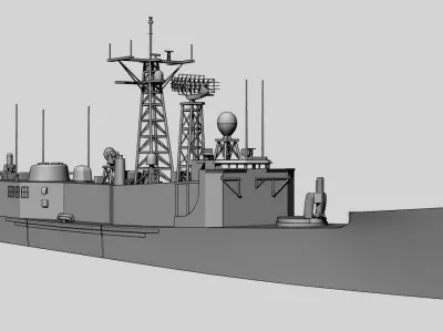 FFG7 Oliver Hazard Perry class frigate Low-poly 3D model