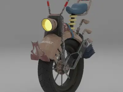 motorcycle with lights and wheels 3D model