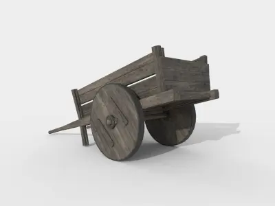 Medieval WhellBarrow 001 Low Poly Low-poly 3D model
