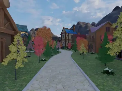 Charming Autumn Village 3D model