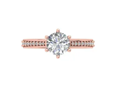 Solitaire Engagement Ring 3D print model 71