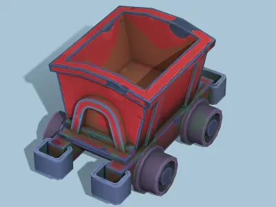 Stylized Mine Wagon - PBR Game Ready Low-poly 3D model