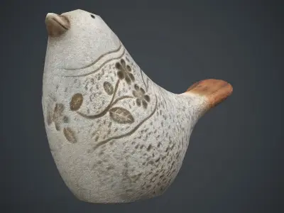 Bird Sculpture PBR Game Ready Low-poly 3D model