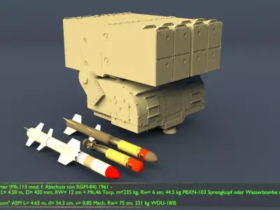 Anti Submarine Weapon USA RUR-5A Asroc 3D model