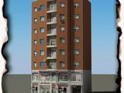Building apartment Low-poly 3D model purchase