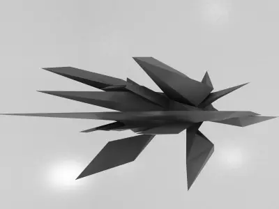 Retro Gundam-ish Stealth Ship Low-poly 3D model