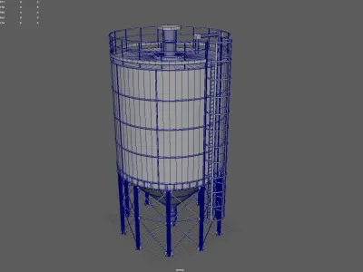 VERTICAL WATER SILO Low-poly 3D model