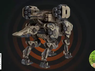 Sci-Fi Military Combat Mech Dog 3D model