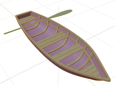Old Small Wooden Paddle Boat 3D model