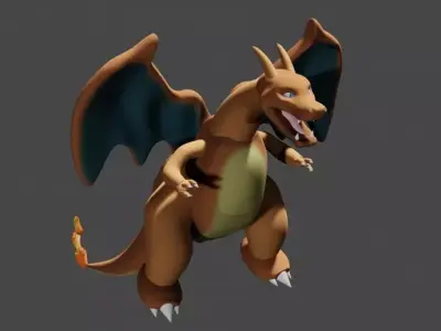 High detailed charizard game ready Low-poly 3D model