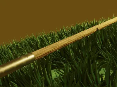 Simple Fantasy Quarterstaff Low-poly 3D model